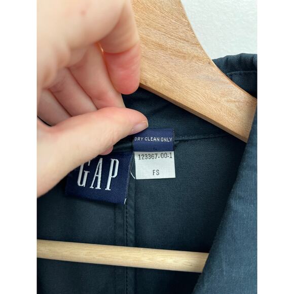 Vintage GAP Navy Minimalist Trench Mac Coat Cotton Relaxed Boxy Normcore - Large - Picture 4 of 8